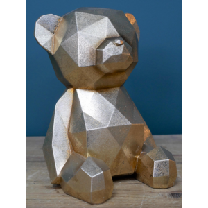 Golden Bear Ornament Small Table Sculpture Geometric Retro Animal Statue Decor - Image 4