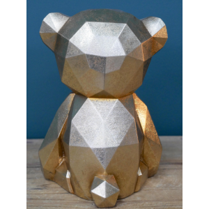 Golden Bear Ornament Small Table Sculpture Geometric Retro Animal Statue Decor - Image 6