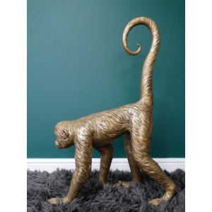Gold Monkey Ornament Large Vintage Style Novelty Animal Sculpture Statue - Image 2