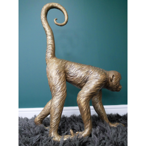 Gold Monkey Ornament Large Vintage Style Novelty Animal Sculpture Statue - Image 4