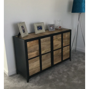 Industrial Storage Sideboard Large Rustic Solid Wood Cupboard Vintage Cabinet - Image 4