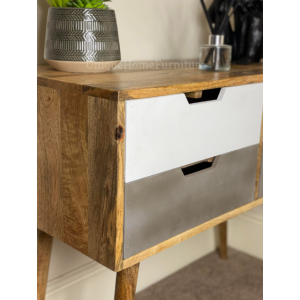 Scandinavian Storage Sideboard Rustic Solid Wood Console Table Cabinet - Image 3