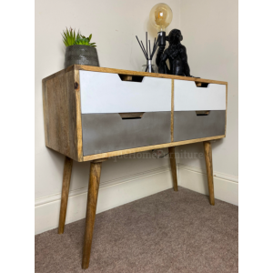 Scandinavian Storage Sideboard Rustic Solid Wood Console Table Cabinet - Image 4