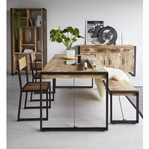 Solid Wood Bookcase Rustic Metal Tall Display Cabinet Vintage Industrial Shelving Unit - Image 3