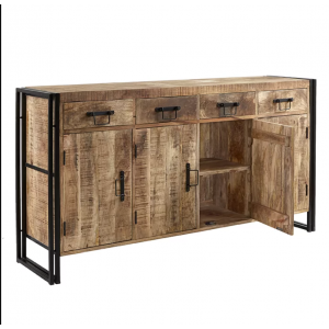 Large Industrial Sideboard Vintage Retro Solid Wood Side Cabinet Metal Storage Cupboard - Image 5