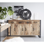Large Industrial Sideboard Vintage Retro Solid Wood Side Cabinet Metal Storage Cupboard