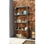 Tall Industrial Bookcase Rustic Solid Wood Display Cabinet Vintage Retro Shelf