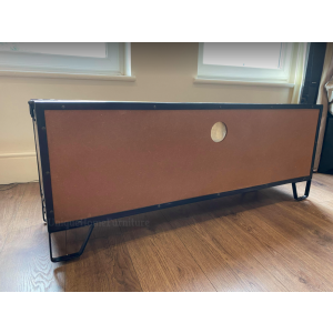 Industrial TV Stand Vintage Retro Metal Media Cabinet Rustic Solid Wood Unit - Image 4
