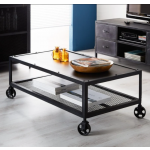 Industrial Coffee Table Vintage Retro Side End Rustic Metal Shelf On Wheels