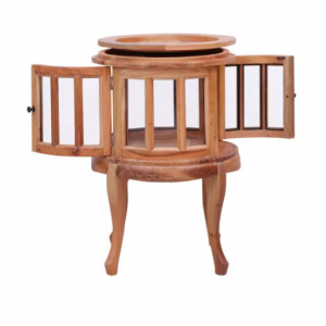 Tea Display Cabinet Glass Storage Unit Antique Drinks Chest Solid Mahogany Tray - Image 3