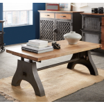 Industrial Coffee Table Vintage Retro Rustic Solid Wood Metal Large Living Room Furniture