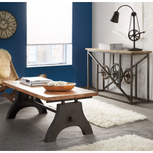 Industrial Coffee Table Vintage Retro Rustic Solid Wood Metal Large Living Room Furniture - Image 3