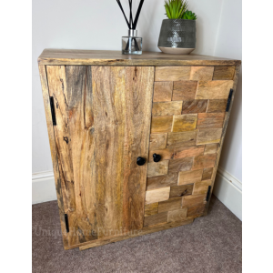 Scandinavian Storage Cabinet Vintage Retro Side Cupboard Rustic Solid Wood Shelf Unit - Image 3