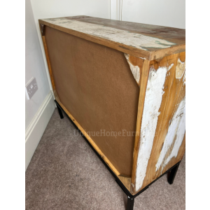 Vintage Industrial Sideboard Rustic Solid Wood Side Cabinet Retro Chest 3 Drawers - Image 5