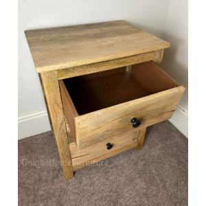 Rustic Bedside Table Solid Wood 3 Drawers Vintage Farmhouse Nightstand Cabinet Stand - Image 4