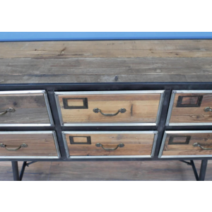 Rustic Metal Sideboard Vintage Retro Chest Drawers Industrial Side Cabinet - Image 3