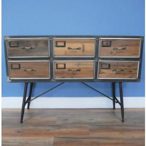 Rustic Metal Sideboard Vintage Retro Chest Drawers Industrial Side Cabinet - Image 4