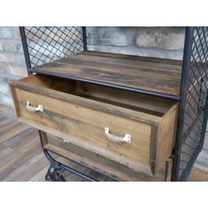 Industrial Side Cabinet Vintage Retro Small Rustic Display Chest 2 Drawers - Image 3