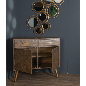 Industrial Side Cabinet Vintage Retro Storage Cupboard Rustic Solid Wood Sideboard - Image 4