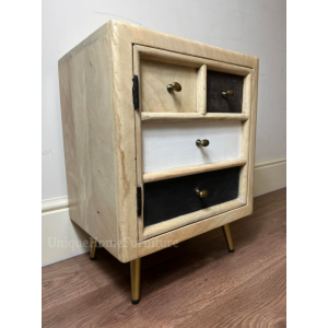 Rustic Bedside Table Solid Wood Side Cabinet Lamp Stand Vintage Industrial Nightstand - Image 2