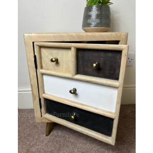 Rustic Bedside Table Solid Wood Side Cabinet Lamp Stand Vintage Industrial Nightstand - Image 3
