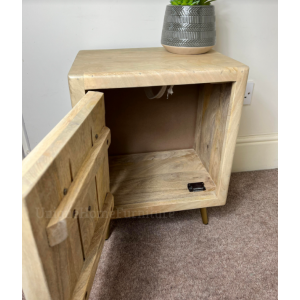 Rustic Bedside Table Solid Wood Side Cabinet Lamp Stand Vintage Industrial Nightstand - Image 4