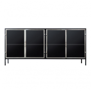 Large Industrial Cupboard Vintage Retro Sideboard Rustic Metal Glass Display Cabinet - Image 3