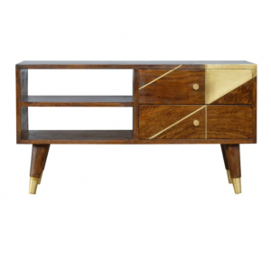 Nordic TV Stand Mid Century Vintage Media Solid Wood Cabinet Unit - Image 2