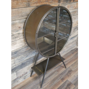 Glass Display Cabinet Vintage Industrial Mini Bar Tall Metal Wine Cupboard - Image 10