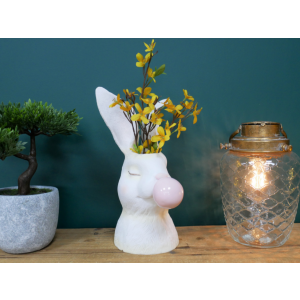 Resin Flower Vase Bunny Bubblegum Small White Retro Pink Gum Plant Pot - Image 2