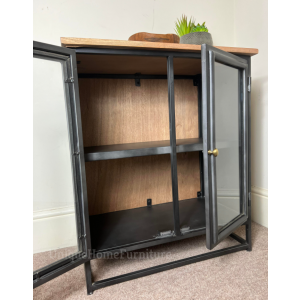 Glass Display Cabinet Vintage Industrial Metal Storage Cupboard - Image 3
