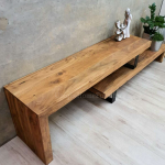 Industrial TV Stand Large Rustic Solid Wood Vintage Shelf Media Cabinet Unit