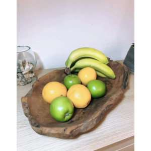 Rustic Fruit Bowl Solid Teak Root Wood Large Snacks Food Organiser - Image 3