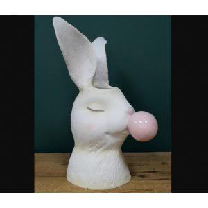 Resin Flower Vase Bunny Bubblegum Small White Retro Pink Gum Plant Pot - Image 7