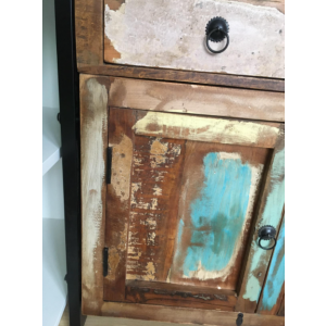 Large Industrial Sideboard Vintage Style Storage Cupboard Rustic Solid Wood Metal Chest Cabinet - Image 3