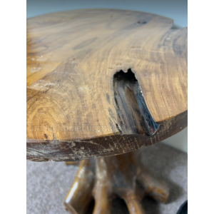 Rustic Side Table Solid Teak Root Wood Recycled Vintage Coffee Plant Lamp Stand - Image 3