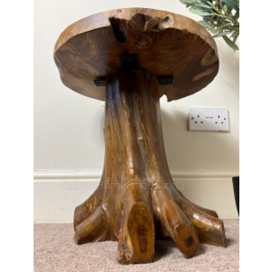 Rustic Side Table Solid Teak Root Wood Recycled Vintage Coffee Plant Lamp Stand - Image 4