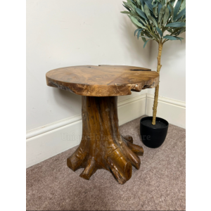 Rustic Side Table Solid Teak Root Wood Recycled Vintage Coffee Plant Lamp Stand - Image 5