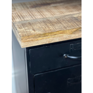 Industrial Bedside Table Vintage Retro Storage Cabinet Rustic Solid Wood Metal Cupboard - Image 4