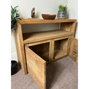 Rustic Side Cabinet Vintage Industrial Style TV Stand Storage Sideboard Solid Wood Media - Image 2