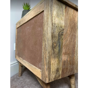Rustic Bedside Table Scandinavian Style Large Solid Wood Nightstand Drawer Cabinet Unit - Image 4