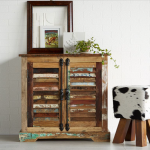 Rustic Storage Cupboard Vintage Industrial Solid Wood Side Cabinet Small Sideboard Unit