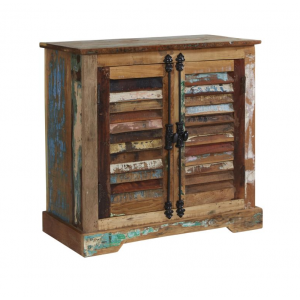 Rustic Storage Cupboard Vintage Industrial Solid Wood Side Cabinet Small Sideboard Unit - Image 3
