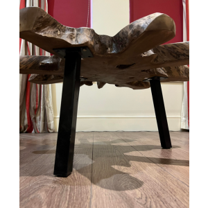 Rustic Coffee Table Solid Teak Tree Root Wood Side End Industrial Vintage Style Metal Furniture - Image 3