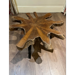 Rustic Coffee Table Solid Teak Tree Root Wood Side End Industrial Vintage Style Metal Furniture - Image 5