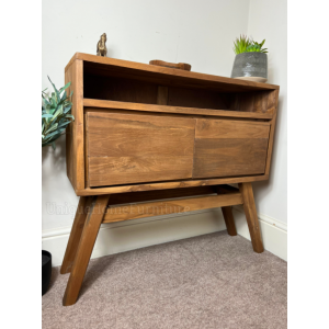 Rustic Console Table Solid Teak Wood Sideboard Vintage Farmhouse Style Side Cabinet - Image 3