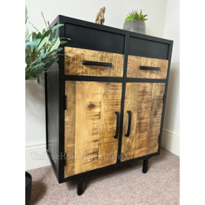 Industrial Side Cabinet Rustic Metal Storage Cupboard Vintage Style Sideboard Console Unit - Image 4