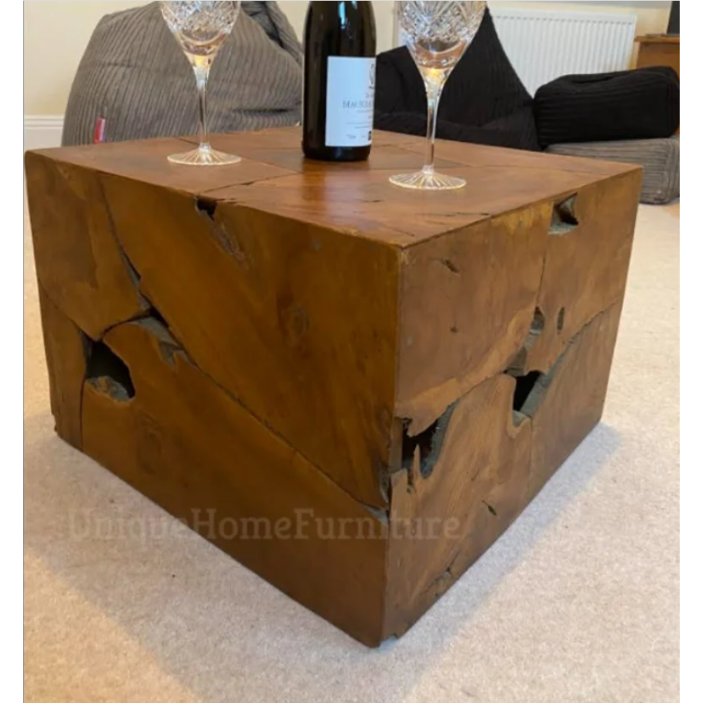 Rustic Coffee Table Solid Teak Wood Root Vintage Industrial Style Side ...