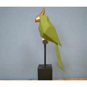 Resin Parrot Ornament Green Home Decor Retro Sculpture Stand Animal Table Statue - Image 3