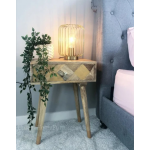 Nordic Bedside Table Vintage Style Retro Nightstand Small Solid Wood Scandinavian Drawer Unit